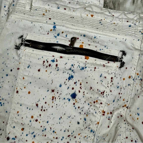 Rockstar Mens Sz 42 White Paint Splatter Denim Jeans Streetwear Distressed Urban - Picture 6 of 13